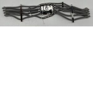 Gucci Gray Stretch Shoe-Lace Silver-Tone Logo Buckle-Belt O/S